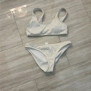 Sincerely Jules White And Golf Striped Sports Bra Swim Bikini Size S